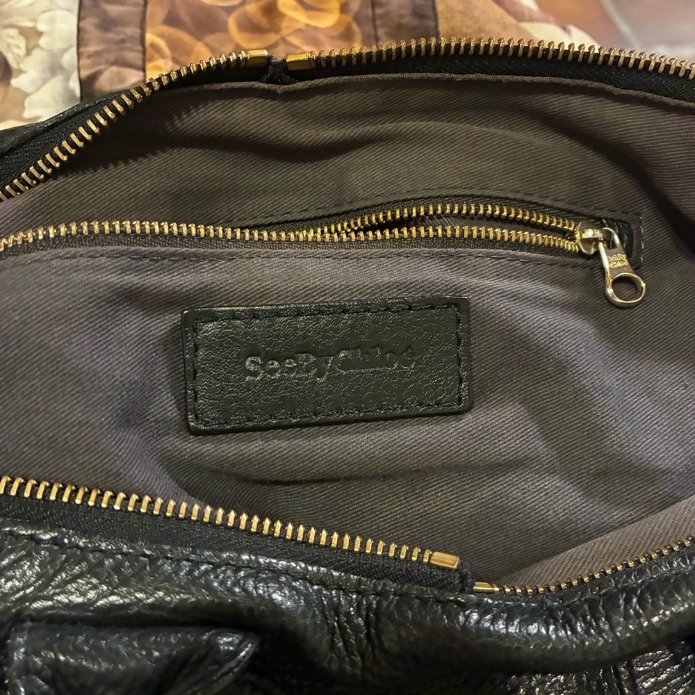 SEE BY CHLOE Kay Black Leather Satchel Crossbody Bag Designer Style Handbag - Picture 7 of 10